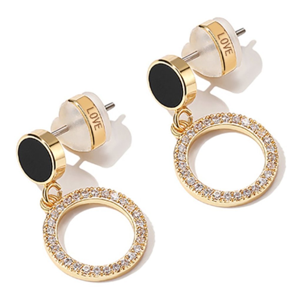💥18k Gold Plated 4A CZ Micro Pave Round Drop Earrings, GPMB1538
